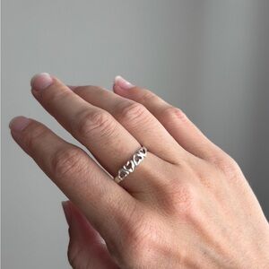 Vintage Multi Hearts Band Ring Sterling Silver 925 Size 7